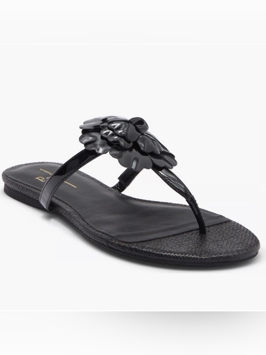 Paolo Shoes - Paolo Laurel Patent Black Floral Thong Sandals - New without box Sz 6.5